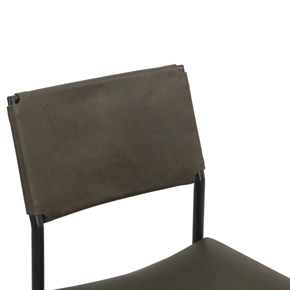 Sutton 18" Dining Chair Olive Green Leather and Iron