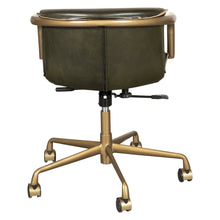 Chiavari Swivel Office Chair in Emerald Green Leather and Antique Gold