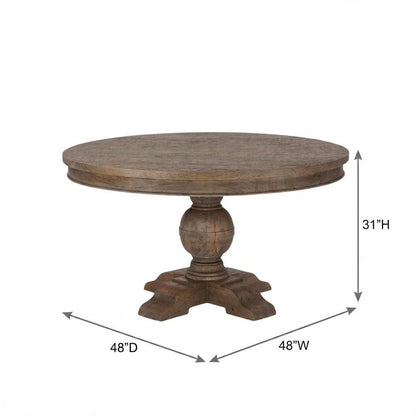48 Inch Round Dining Table with Solid Wood Top, Dining Room Table,Weathered Teak