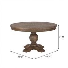48 Inch Round Dining Table with Solid Wood Top, Dining Room Table,Weathered Teak