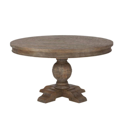 48 Inch Round Dining Table with Solid Wood Top, Dining Room Table,Weathered Teak