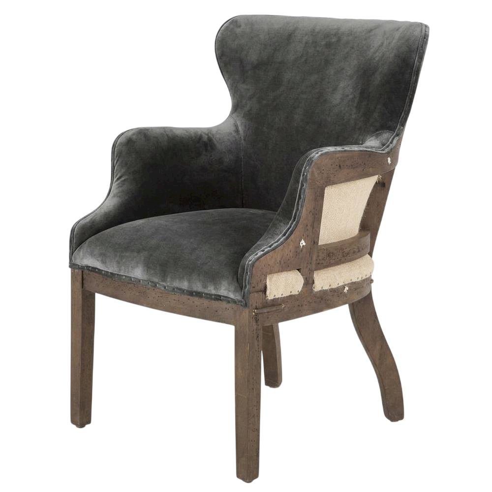 Velvet Upholstered Club Armchair, Modern Accent Lounge Chair,Dark Gray
