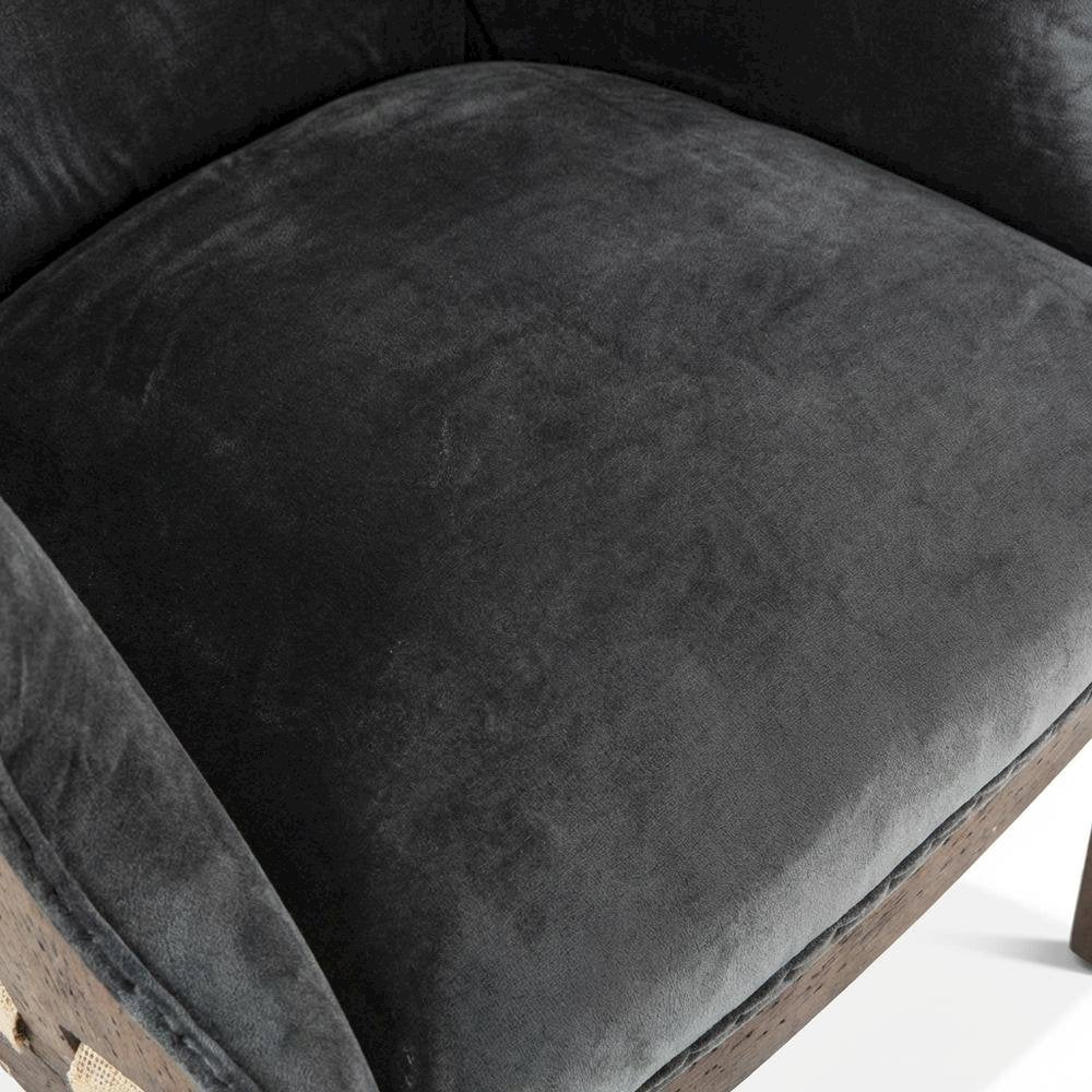 Velvet Upholstered Club Armchair, Modern Accent Lounge Chair,Dark Gray