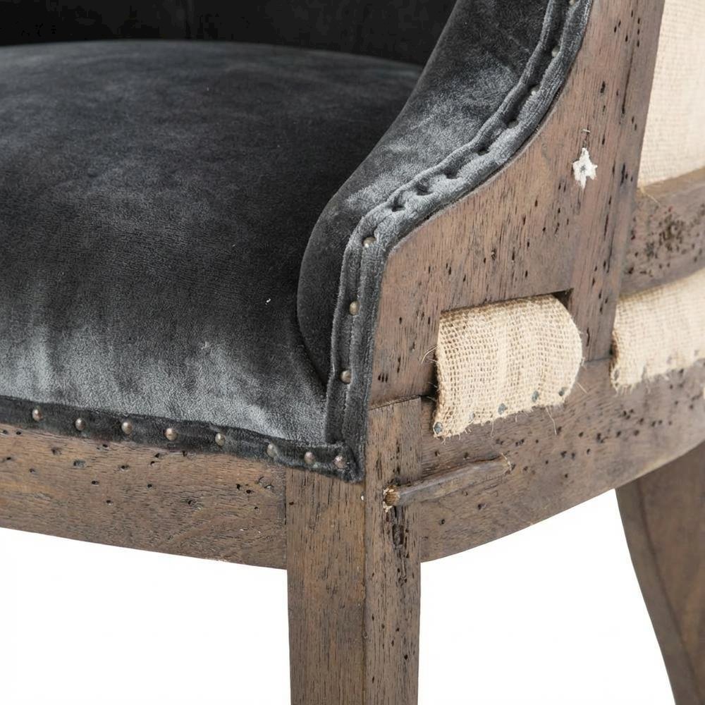 Velvet Upholstered Club Armchair, Modern Accent Lounge Chair,Dark Gray