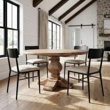 49 Inch Round Dining Table with Solid Wood Top, Dining Room Table, Antique Oak