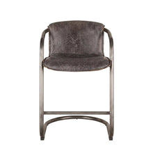 Leather Upholstered Counter Stool with Footrest,Bar Chairs, Brushed Nicel