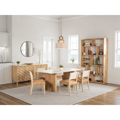 Vero 76" Dining Table in Toronto Marble Top and Light Mango Base
