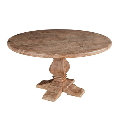 49 Inch Round Dining Table with Solid Wood Top, Dining Room Table, Antique Oak