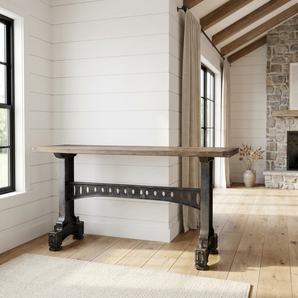 Rustic Industrial Console Table, Entryway Accent Table for Living Room,Gray