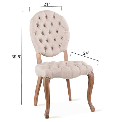 Portia Tufted Dining Chair in Beige Linen