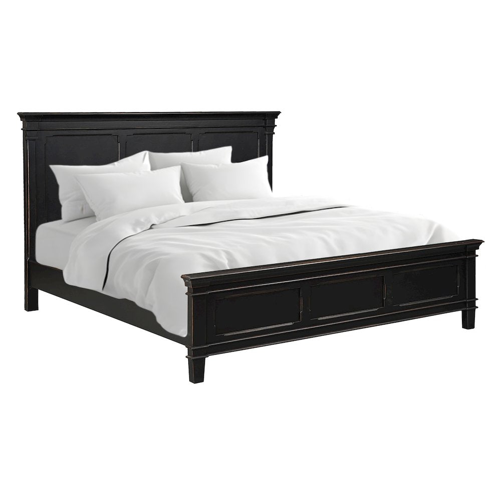 Trento King Bed in Distressed Black