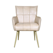 Thorpe Surrey Armchair in in Antique Ivory Leather and Gold Legs