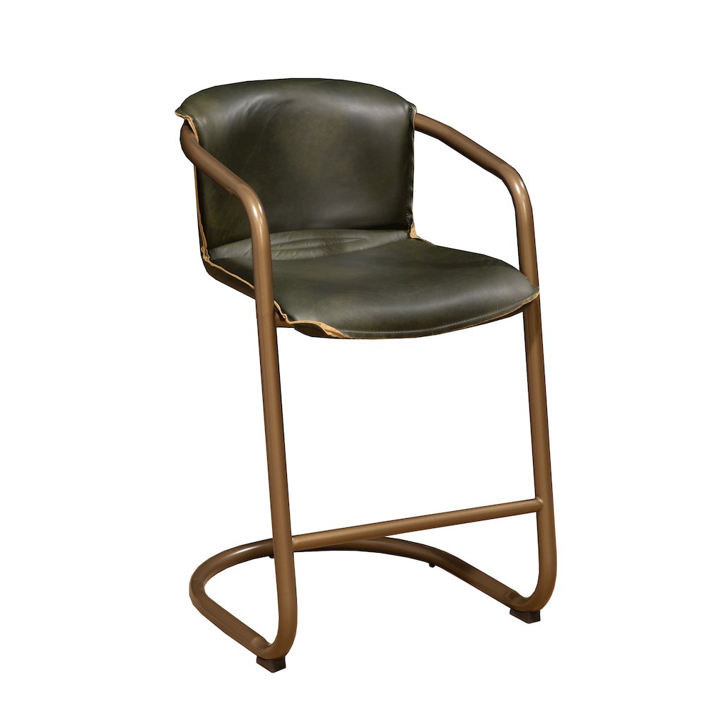 Chiavari Leather Bar Chair in Emerald Green