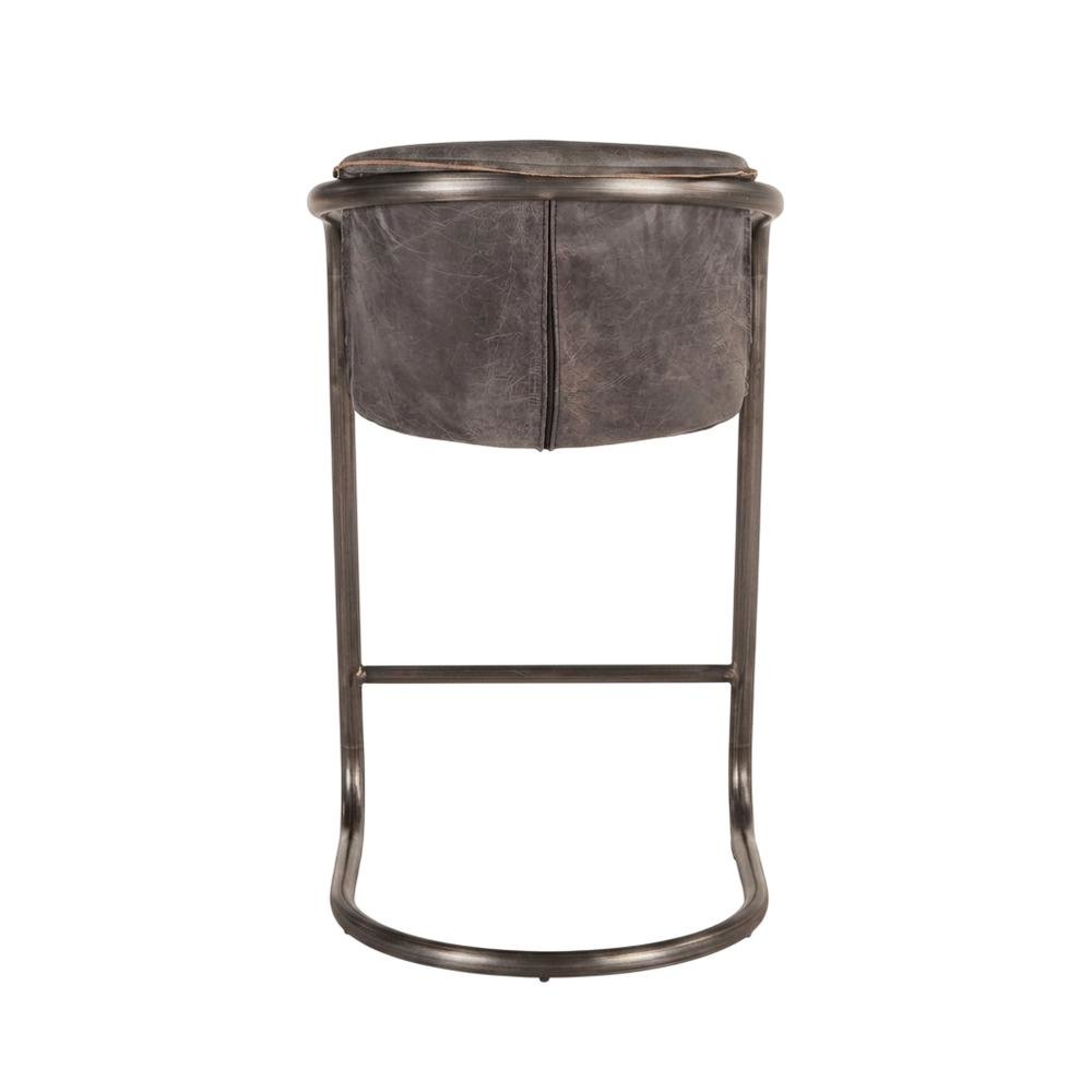 Leather Upholstered Counter Stool with Footrest,Bar Chairs, Brushed Nicel