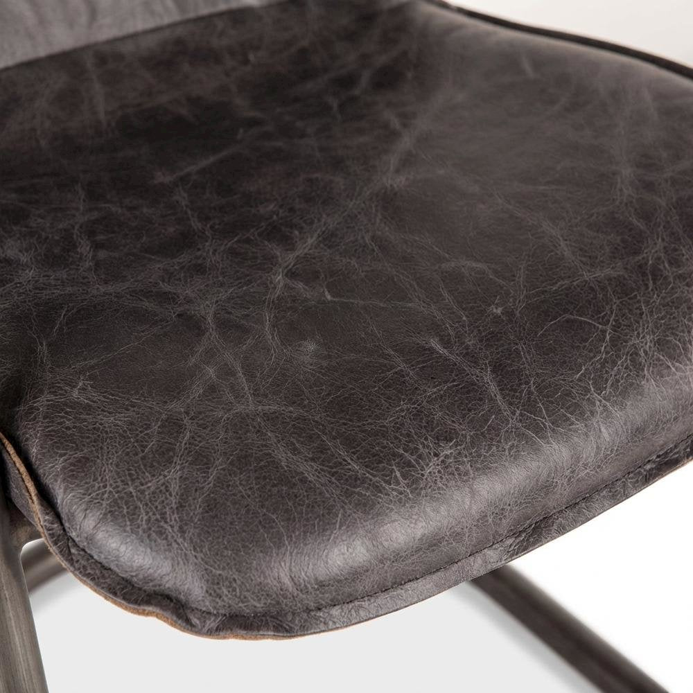 Leather Upholstered Counter Stool with Footrest,Bar Chairs, Brushed Nicel
