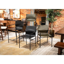 Sutton 20" Dining Armchair Olive Green Leather and Iron