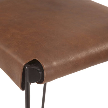 Melbourne 17in Buffalo Leather and Iron Counter Chair Brown