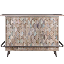 Reclaimed Wood Home Bar Cabinet with Drawers, Vintage Teal