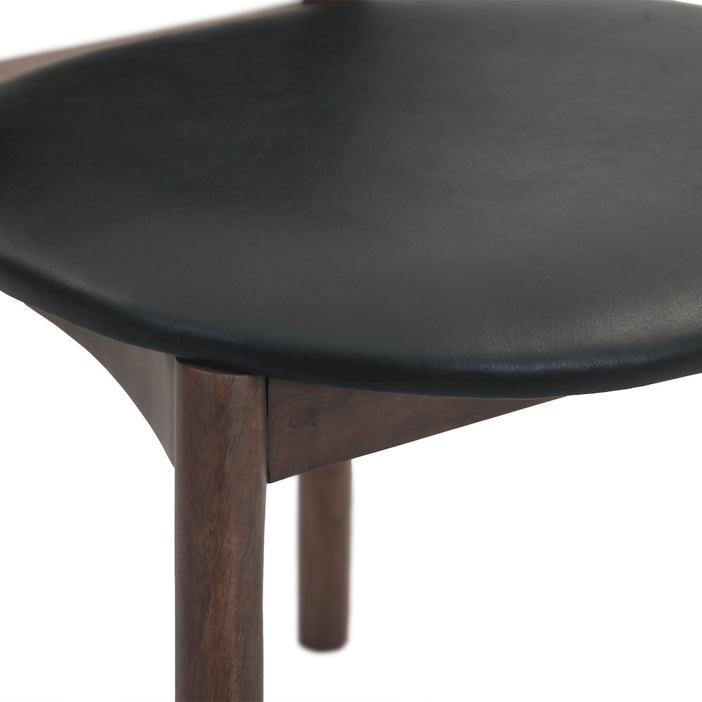 Parker 18" Round Back Dining Chair in Black Leather and Wood