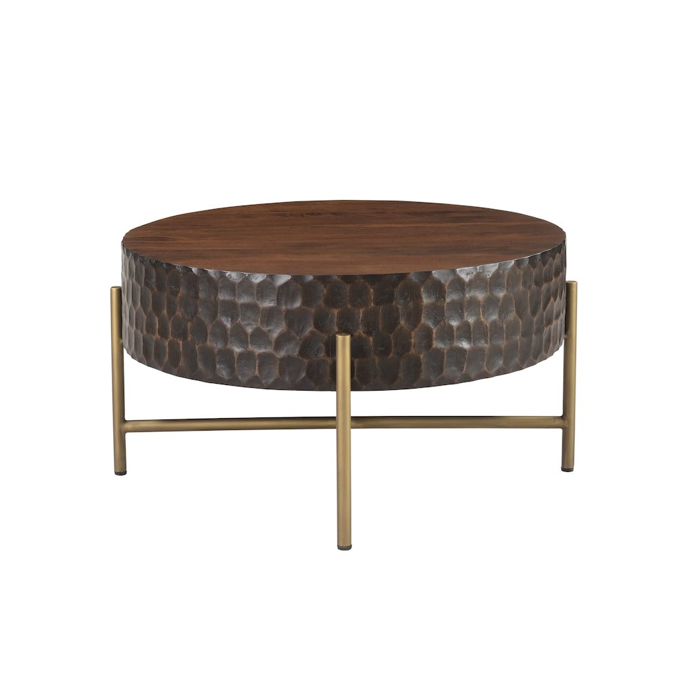 Vallarta 34" Carved Coffee Table in Mango Wood with Two Toned Finish