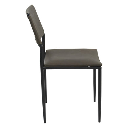 Sutton 18" Dining Chair Olive Green Leather and Iron