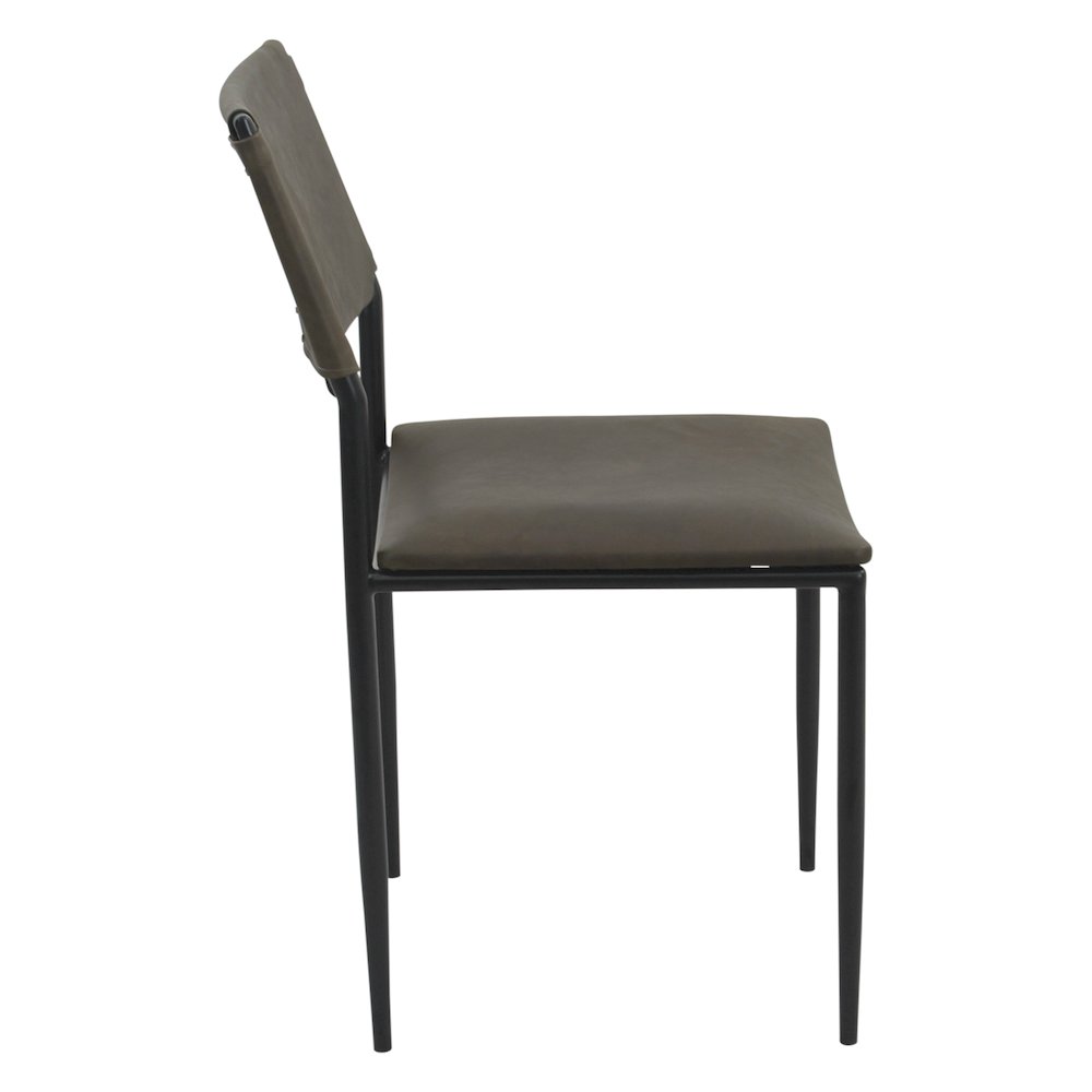 Sutton 18" Dining Chair Olive Green Leather and Iron