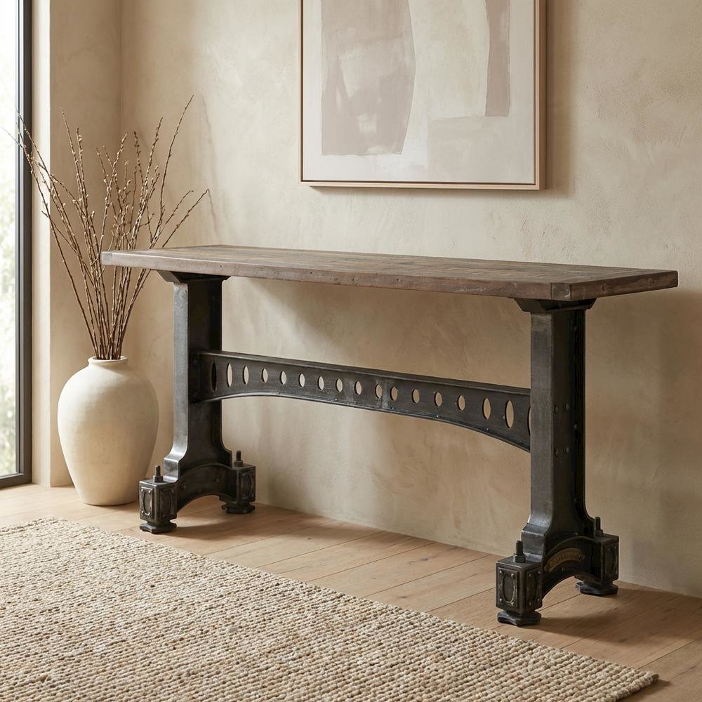 Rustic Industrial Console Table, Entryway Accent Table for Living Room,Gray
