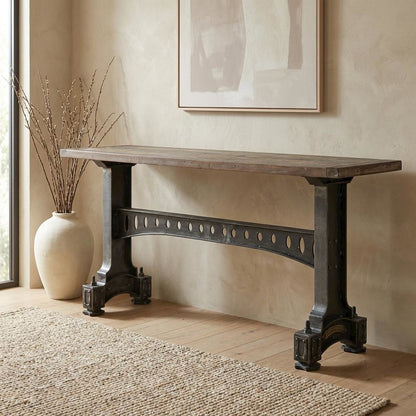 Rustic Industrial Console Table, Entryway Accent Table for Living Room,Gray