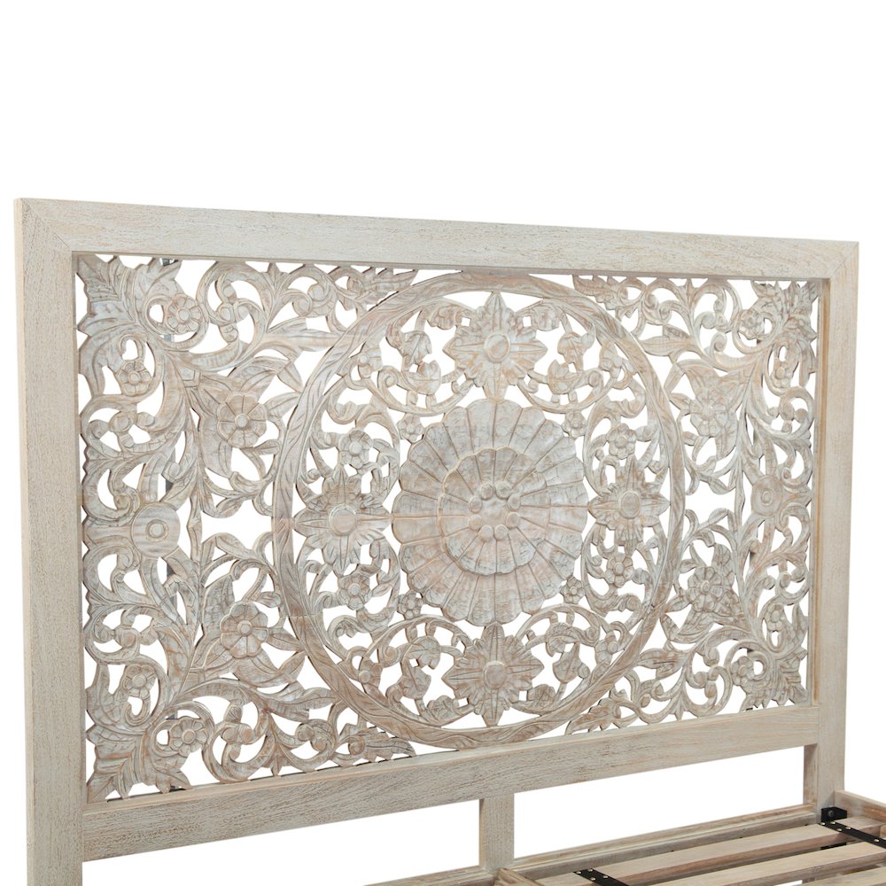 Haveli King Bed in Carved Heirloom White