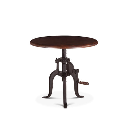 Artezia 24" Height Adjustable Crank Side Table in Acacia with Walnut Finish