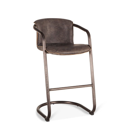 Chiavari Bar Chair in Antique Ebony Leather and Steel