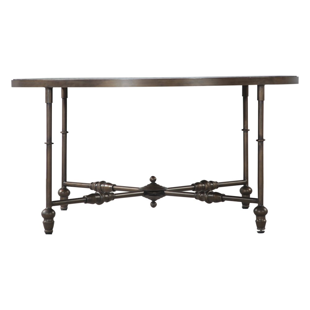 Ozark 40" Coffee Table with Floral Horn Inlay and Iron