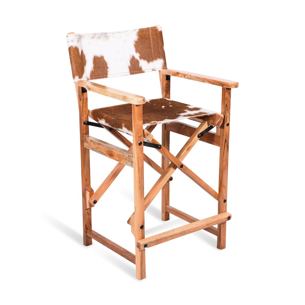 Galway 23" Folding Counter Chair in Brown Hair on Hide