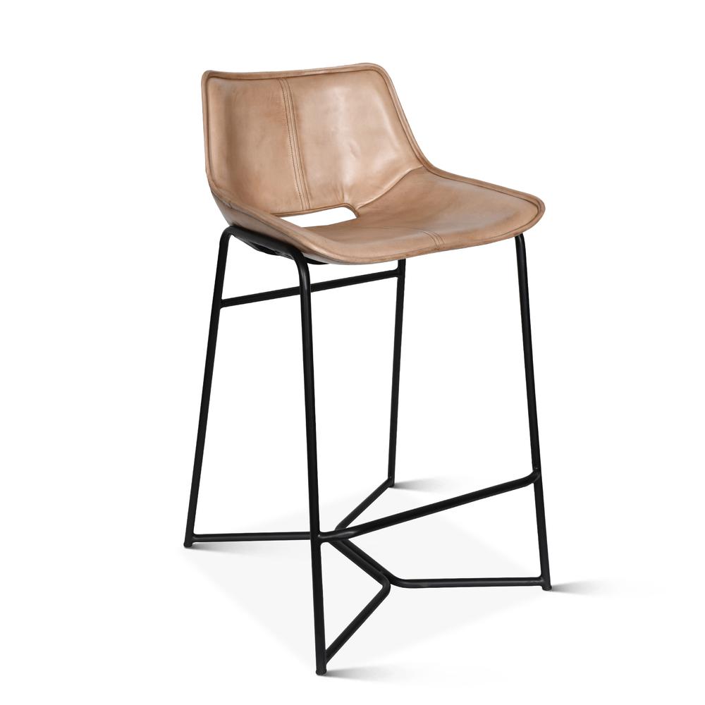 Brisbane Stanley Counter Chair in Antique Ivory Leather