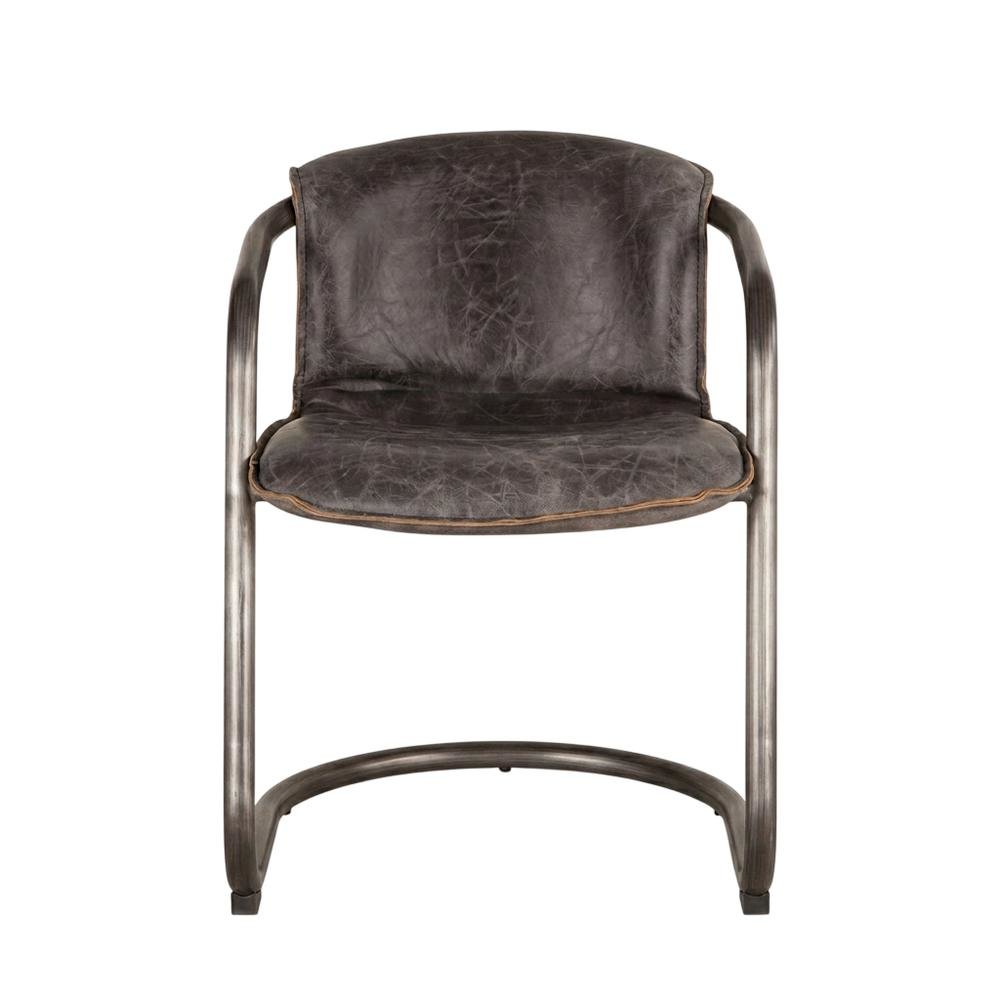 Leather Upholstered Dining Chair, Distressed Accent Chair for Dining Room,Black