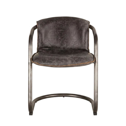Leather Upholstered Dining Chair, Distressed Accent Chair for Dining Room,Black