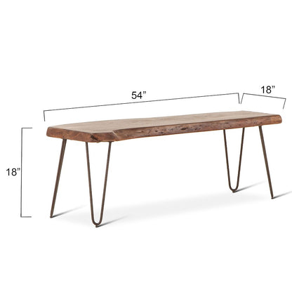 Grandby 54" Bench in Acacia with Walnut Finish