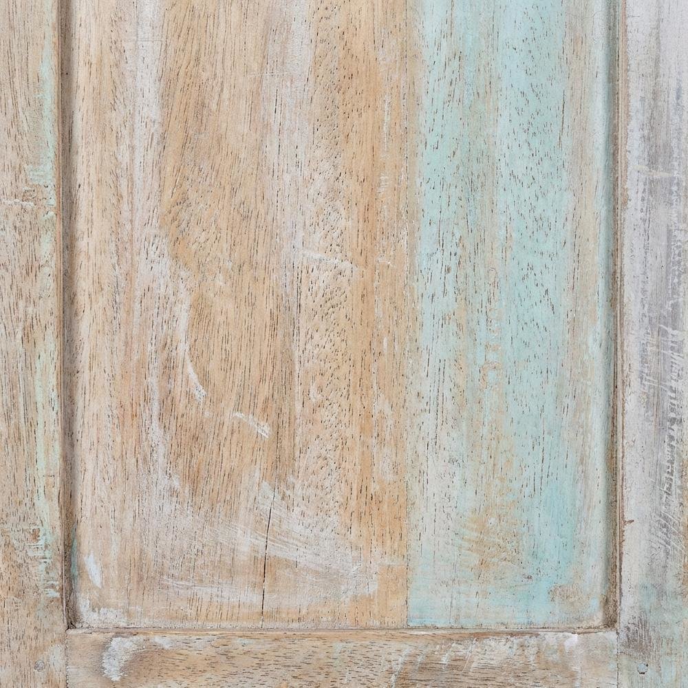 Reclaimed Wood Home Bar Cabinet with Drawers, Vintage Teal