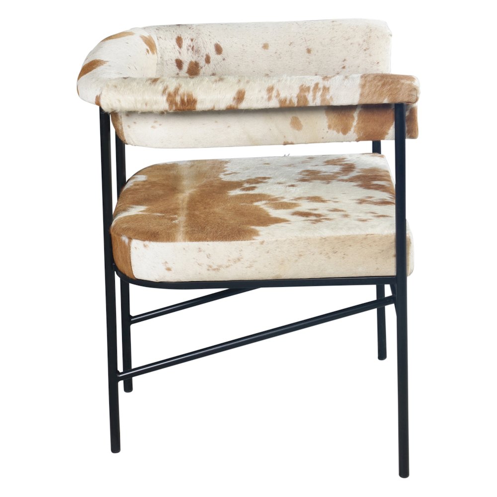Charleston 18" Dining Armchair in Brown Hair on Hide Leather