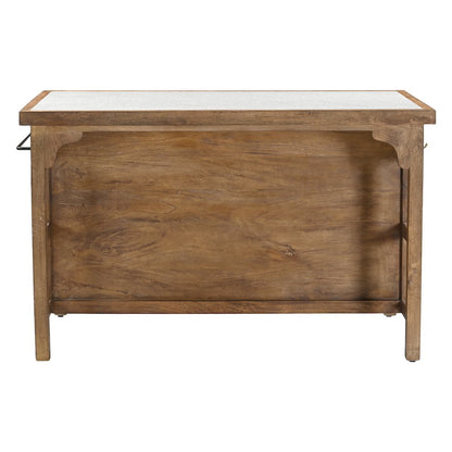 Delmar 58" Kitchen Island Table with White Marble Top and Natural Mango Base