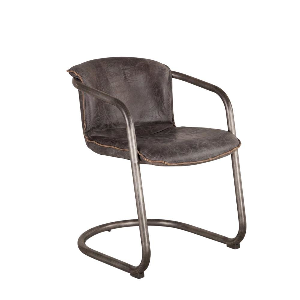 Leather Upholstered Dining Chair, Distressed Accent Chair for Dining Room,Black