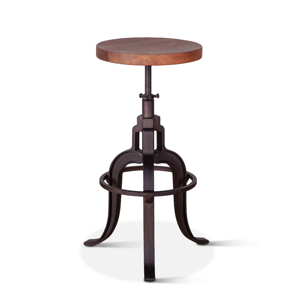 Blayne Adjustable Height Stool in Walnut Finish