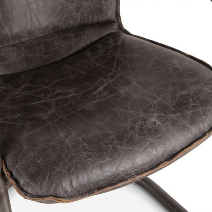 Leather Upholstered Dining Chair, Distressed Accent Chair for Dining Room,Black