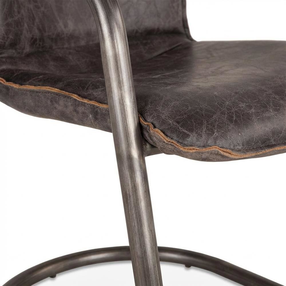 Leather Upholstered Dining Chair, Distressed Accent Chair for Dining Room,Black