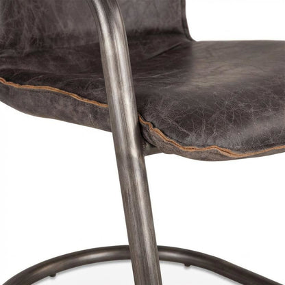 Leather Upholstered Dining Chair, Distressed Accent Chair for Dining Room,Black