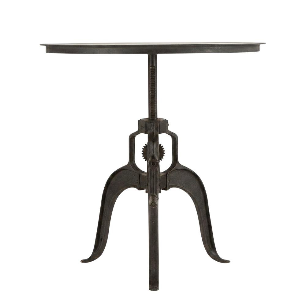 30 Inch Adjustable Height Crank Side Table, Industrial End Table, Matte Black