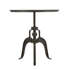 30 Inch Adjustable Height Crank Side Table, Industrial End Table, Matte Black