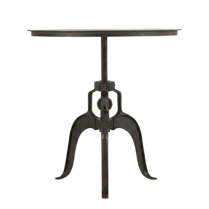 30 Inch Adjustable Height Crank Side Table, Industrial End Table, Matte Black