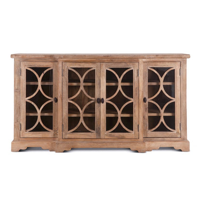 Pengrove 75" Glass Cabinet in Antique Oak Finish