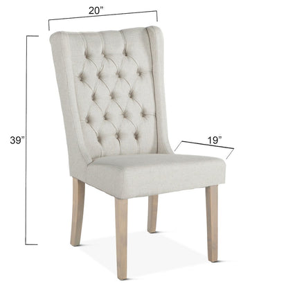 Chloe Off-White Linen Dining Chair With Napoleon Legs